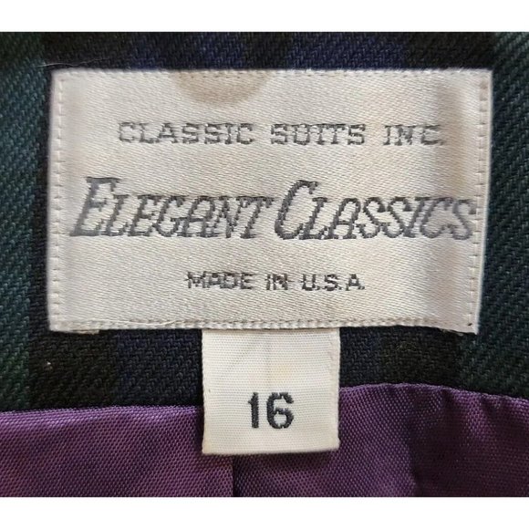 Vtg Classic Suits Inc Elegant Classics Women's Blazer Jacket Blue/Green Plaid 16 - Picture 3 of 10
